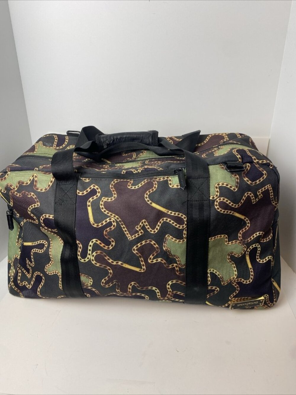 Sprayground Duffle Bag Gold Chain Camo Travel Gym Bag